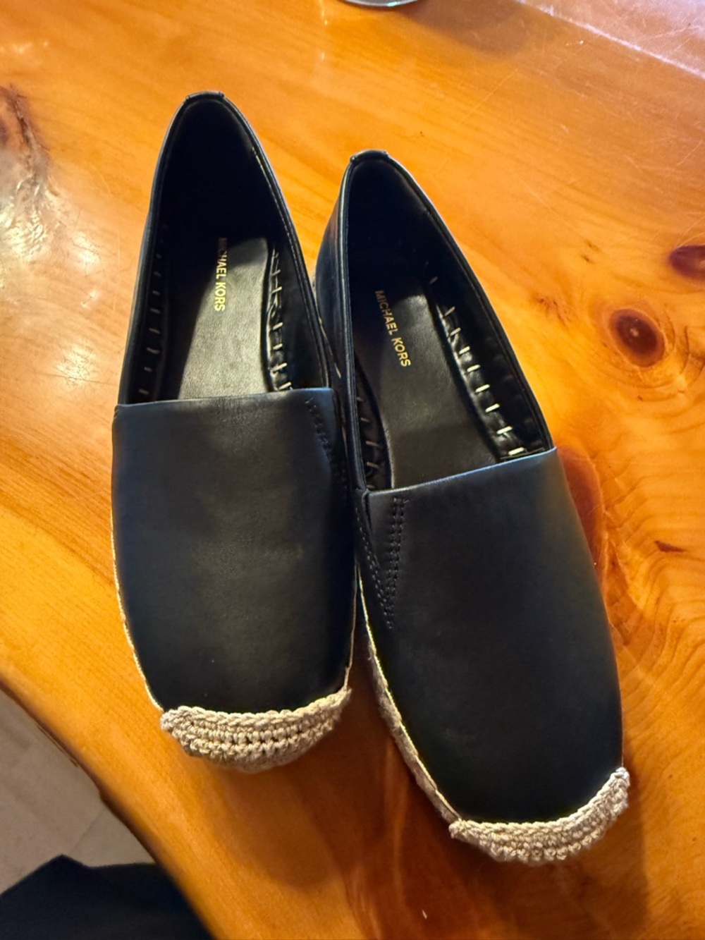MICHAEL Michael Kors Black Slip-On Espadrilles with Jute Trim